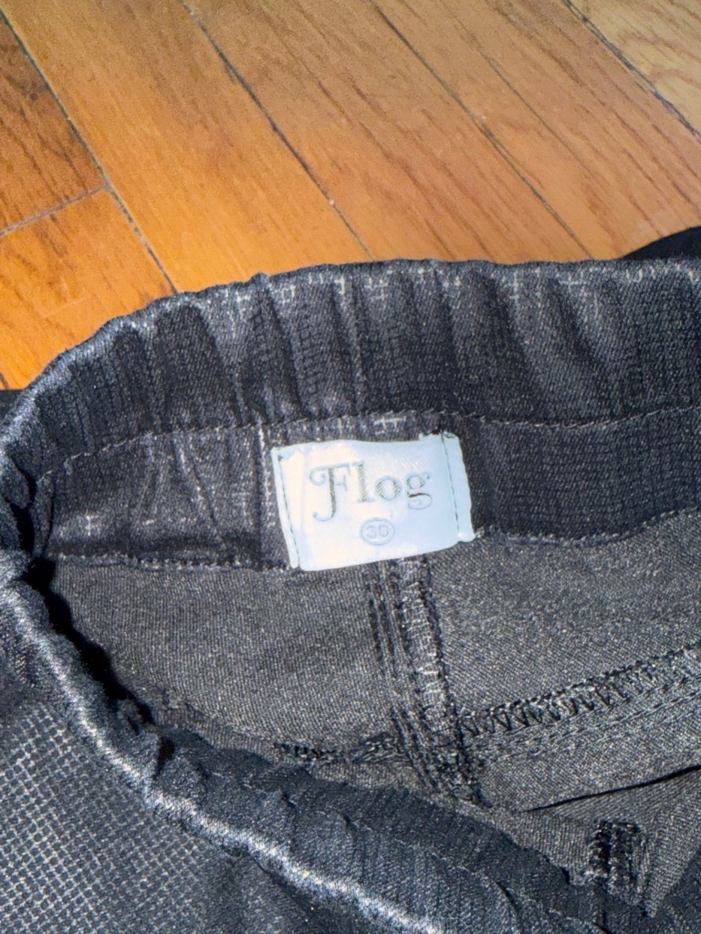 Bevy Flog Shely Black check Textured drawstring Jogger Pants size 30 - Picture 5 of 5